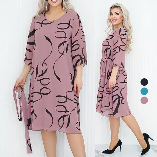 2025🌸Elegancka luźna sukienka midi z marszczonymi rękawami