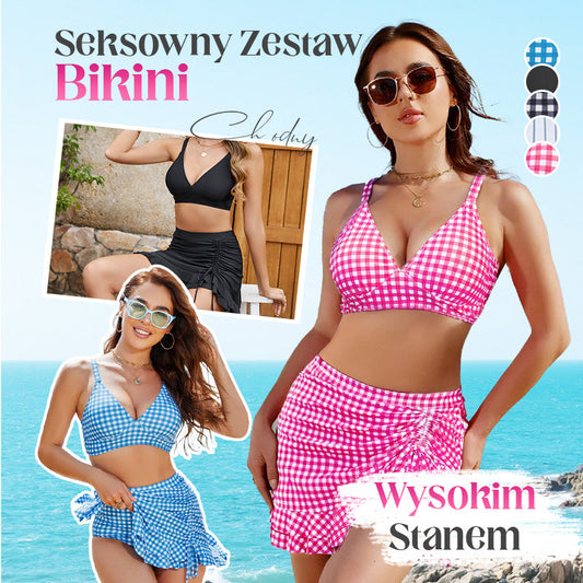 🔥👙2025 Damski komplet bikini z wysokim stanem i dekoltem w szpic