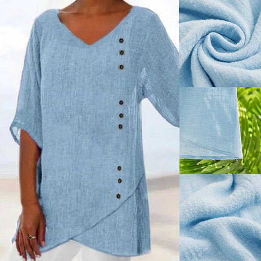 Damski luźny top z dekoltem w szpic