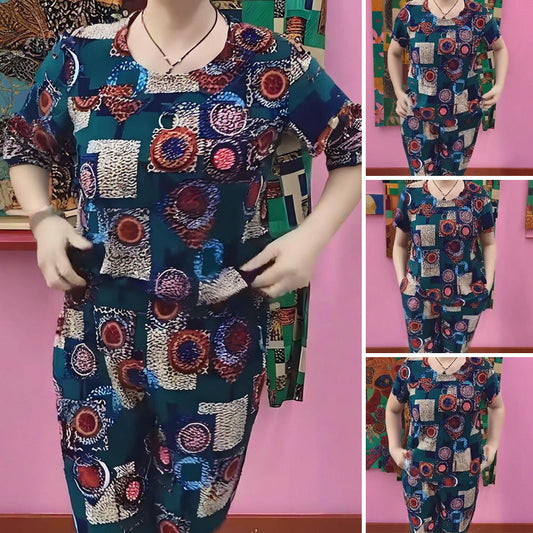Women's Casual Printed Top and Pants Set