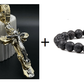 🎁Oferta: Bransoletka energetyczna z kamienia wulkanicznego✨Naszyjnik z zawieszką przedstawiającą Jezusa