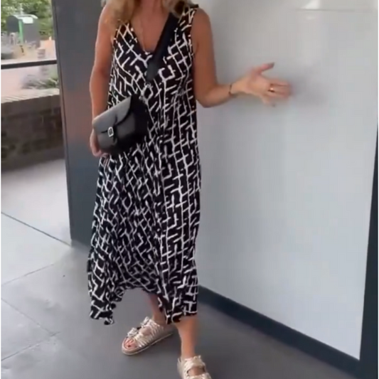 👗 【S-3XL】Damska sukienka bez rękawów z modnym nadrukiem