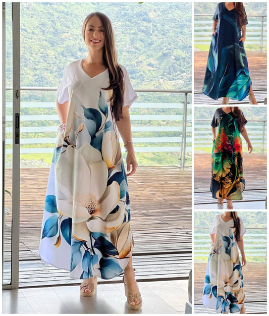 👗 Sukienka z krótkim rękawem z nadrukiem