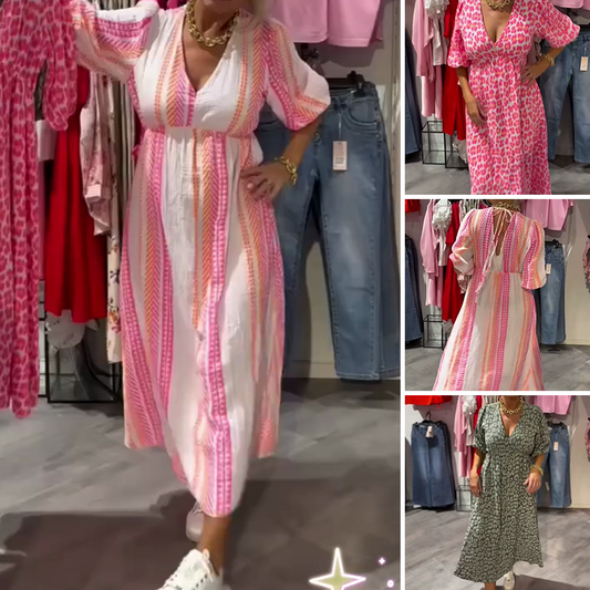 🌸Damskie sukienki z nadrukiem i dekoltem w kształcie litery V