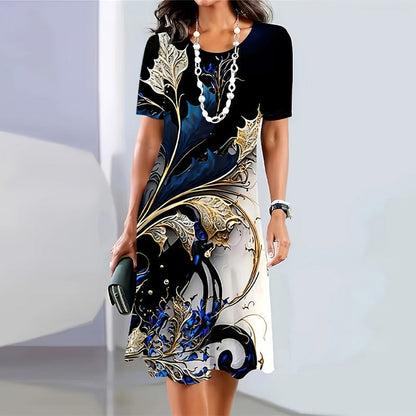 💖Eleganckie sukienki z nadrukiem z okrągłym dekoltem