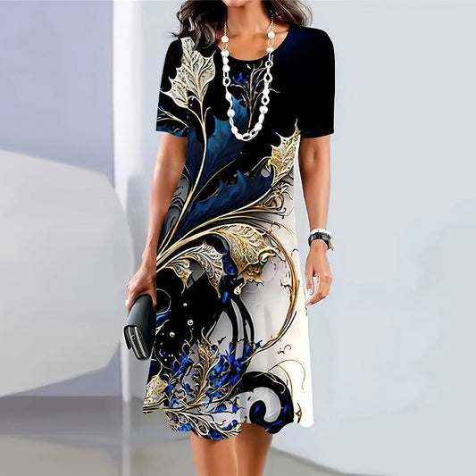 💖Eleganckie sukienki z nadrukiem z okrągłym dekoltem