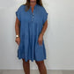 Women’s Casual Solid Button Down Short Dress